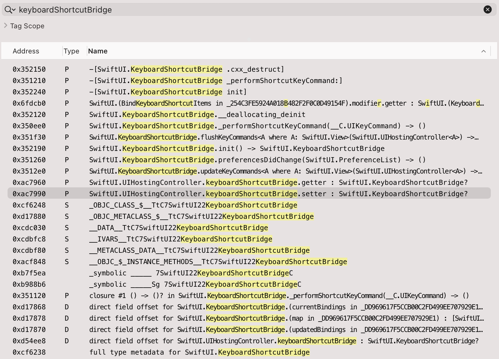 Hopper search for keyboardShortcutBridge